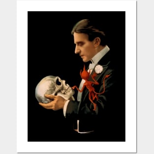 Magician with Human Skull and Devil Posters and Art